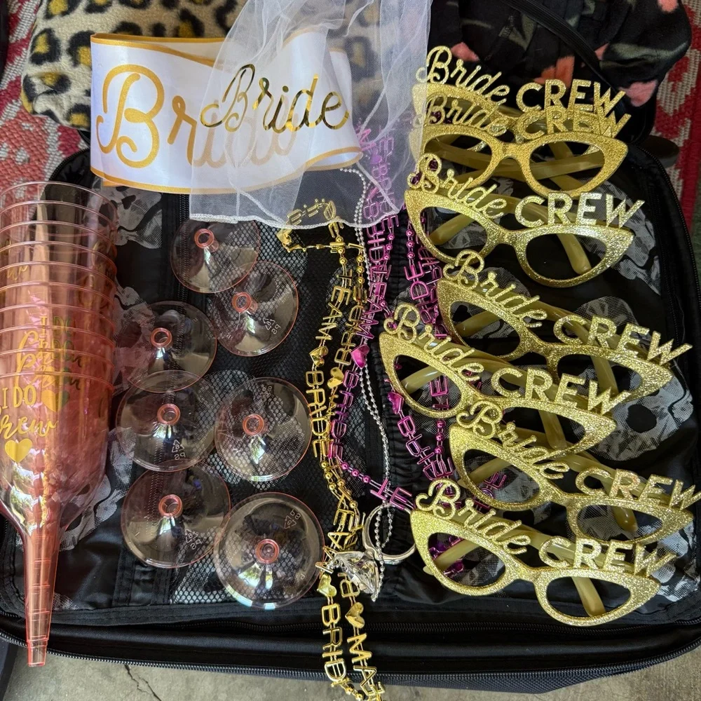 Gold and Pink Bride Crew Party Set